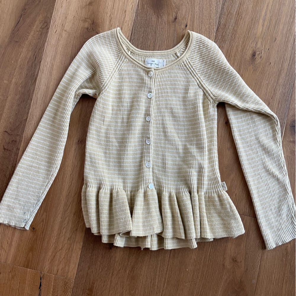 Konges Slojd stripe yellow cardigan with ruffle,
